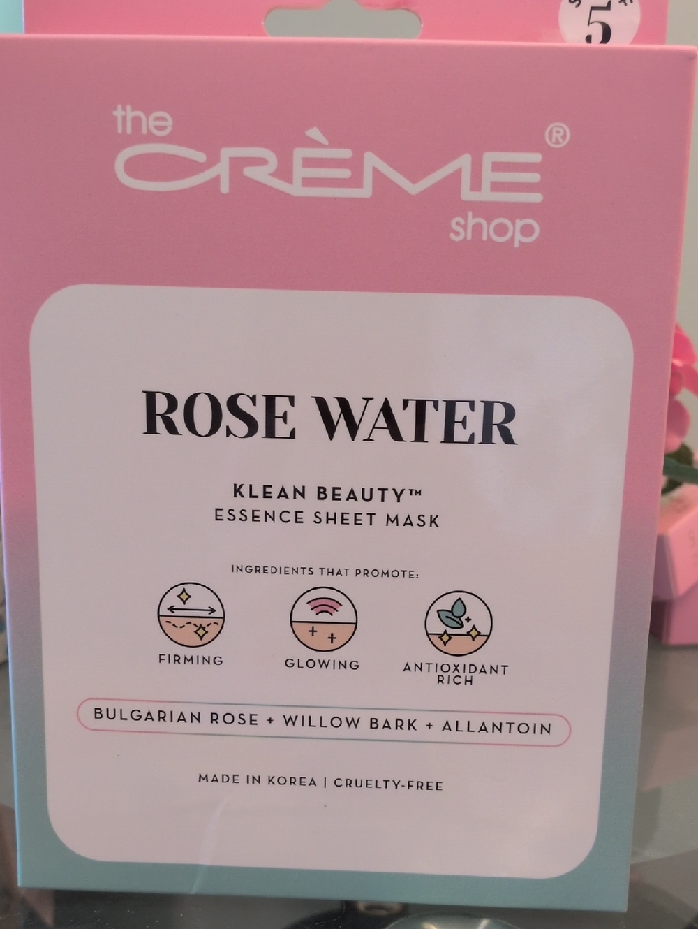 The Creme Shop Klean Beauty Rose Water Sheet Mask - Pink